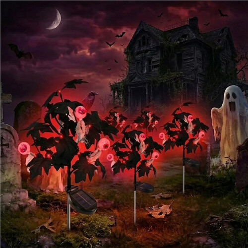4Pcs Halloween Decorations Outdoor Solar Powered Eyeball Stake Lights Yard Decor 2