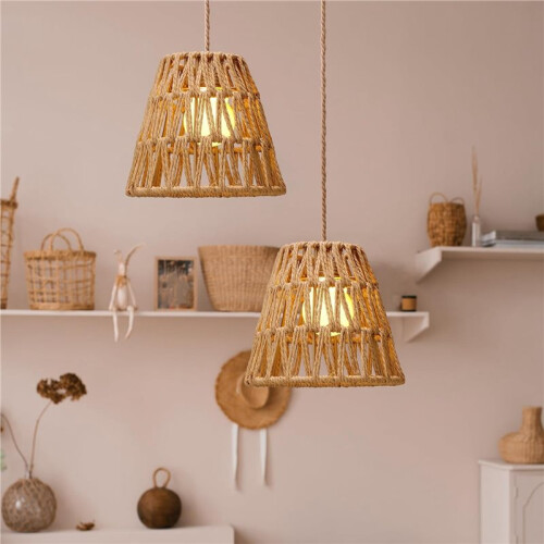 6pcs Natural Rattan Bell Lamp Shades 2