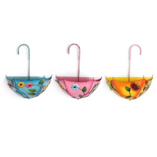 3pcs Farmhouse Umbrella-Shaped Wall-Mounted Flower Basket Metal Hanging Planter
