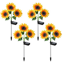 Solar Lights Sunflower Garden Decor Outdoor Waterproof 4 Pack 12 Flowers Stakes