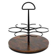 360 Rotating Coffee Syrup Organizer (Holds 6 Bottles) Black Wood Syrup Rack for Countertop & Coffee Bar Accessories