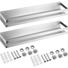 2 Pack Rustproof Stainless Steel Shower Caddy 19.6" Large Bathroom Floating Shelves Wall Mounted Basket Shelf Bathroom