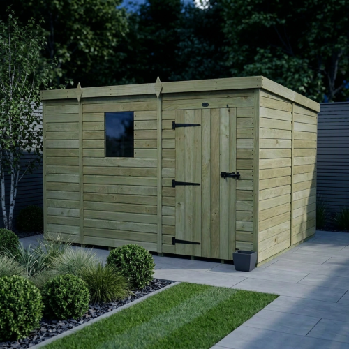 9 x 8 Pent Shed Tanalised (Single Door, With Windows) 2