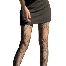 Collants résille en dentelle transparente élégante avec-Noir
