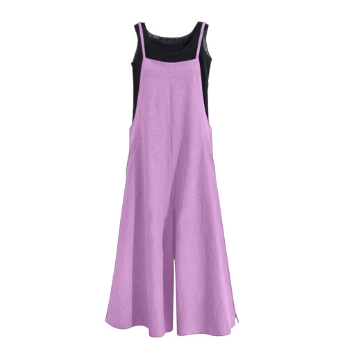 Barboteuses décontractées en coton, jambes larges,-Violet L