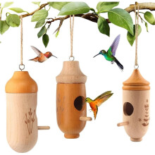 3 Pack House for Outdoors Hanging, Wooden Houses for Outside Nesting