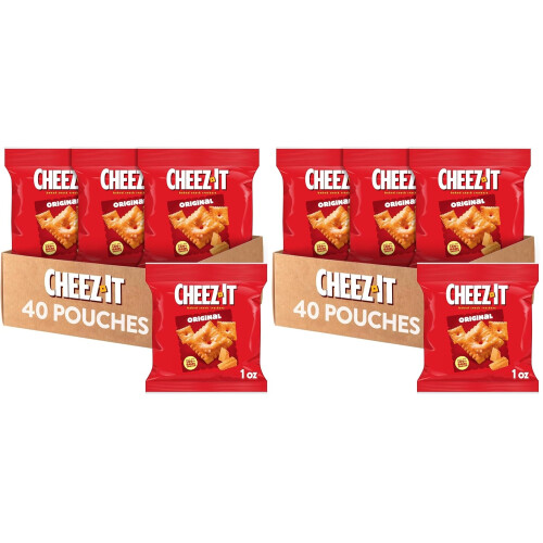 Cheez-It Cheese Crackers,Baked Snack Crackers,Lunch Snacks,Original,(Pack of 80)
