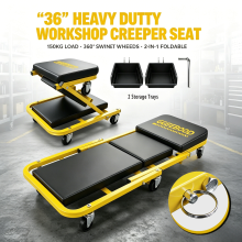 Heavy Duty Folding Seat, Workshop Repair Stool With 2 Storage Trays
