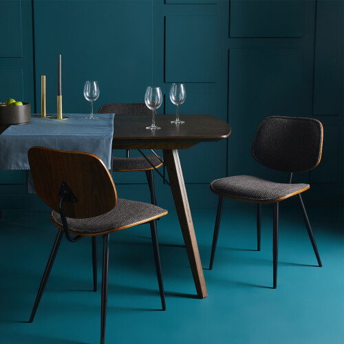 Signature Set of 2 Grey/Brown Fabric Chairs - Olympia 1