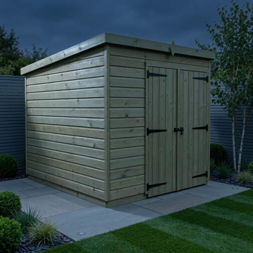 6 x 10 Pent Shed Tanalised (Double Door, No Windows) 2