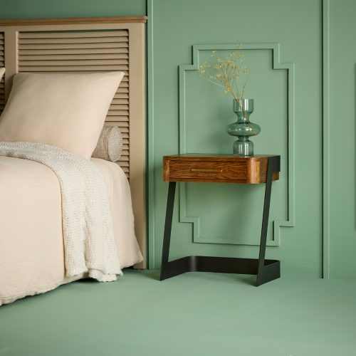 Signature SCARLETT bedside table in solid oak and metal 2