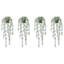 4 Pcs Artificial Hanging Plants Fake Potted Eucalyptus Hanging Plant for Wall Room Home Patio Indoor Outdoor Decor