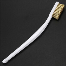 50 Pcs 6.9 Inch Length Plastic White Handle Bristle Brush Brass Metal
