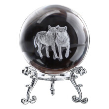3D Laser Engraved Starry Crystal Decorative Figurine 60mm Glass Sphere Paperweight with Stand Art Decor Crafts A