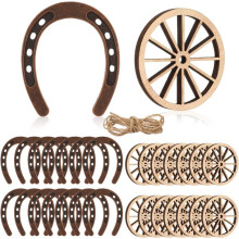 28 Piezas de Decoraciones para Fiestas Temáticas del Oeste, Herraduras, Ruedas de Carro, Decoración para Manualidades, Centros de Mesa de Vaquero