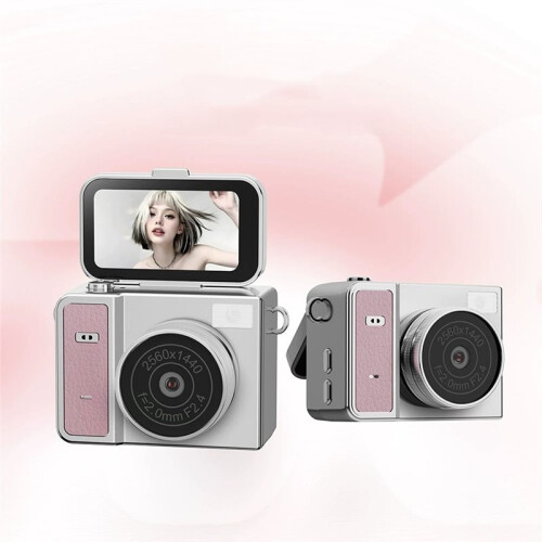 Câmera de Chaveiro com Tela Flip de 1,47 Polegadas,  Câmera de Ação 1080P Estilo Retrô, Filmadora Muito Pequena Rosa