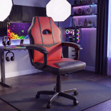 (Red & Black) Comet Faux Leather Padded Gaming Chair UKFR