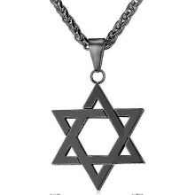 Collana con Stella di David da uomo, ciondolo esagramma Magen David placcato oro 18 carati, collana in acciaio inossidab