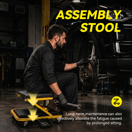 36 Inch Foldable Garage Creeper Seat Portable Auto Repair Roller Stool 2