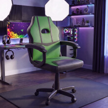 (Green & Black) Comet Faux Leather Padded Gaming Chair UKFR