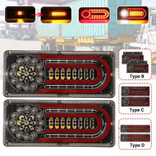 2Pcs 24V LED Dynamic Car Truck Tail Light Turn Signal Rear Indicator Brake Lights for Lorry Trailer Van (41.5CM)