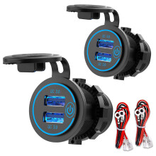 Tomada USB 12V, Quick Charge 3.0 Dupla Tomada USB com Interruptor de PressãO, Tomada de Carregador USB de Carga à Prova D' ÁGua [2 Pack]