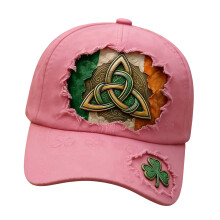 Groene klaverblad-baseballpet met drie bladeren voor-Roze