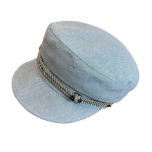 Chapeau plat élégant pour femme avec fermeture-Bleu clair