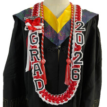 Academic Achievement Braided Cord 2026 Graduation Lei-Red white