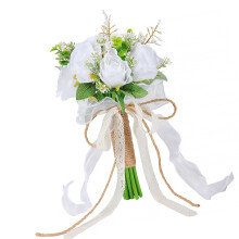 Elegant rozenboeket bruidshandstuk met flexibele stelen-Wit