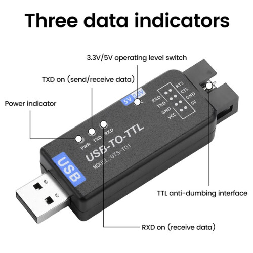 Modulo di Debug e Download Convertitore Serial TTL USB A CH343G Chip Interfaccia USB-TYPE-C, Adattatore di Download per Debug UART 1
