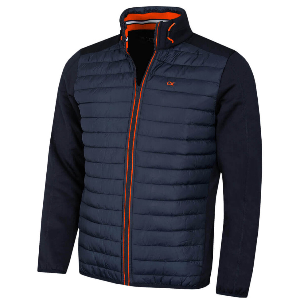 Calvin Klein (M, Navy/Orange) Mens 2026 Ck Hybrid Insulate Lightweight Golf Jacket