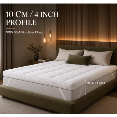 2 Single Mattress Toppers 4 Inch 1000 GSM Microfiber 2
