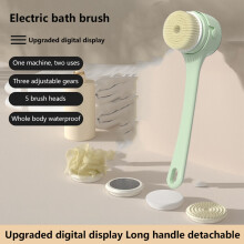 5-in-1 Elektrische Badborstel met Digitaal Display, Waterdicht IPX7, Lange Steel en Oplaadbare SPA-Massager