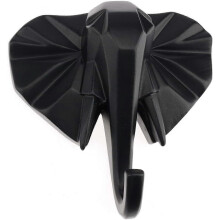 Gancho de parede em resina com cabeça de elefante, preto, para joias, chaves, lenços e bolsas, decoração para casa, quar