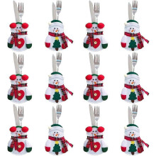 12 peças de porta-talheres natalícios em feltro para mesa, decoração de festa e oferta de Natal com bonecos de neve