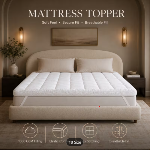 2 Double Mattress Toppers  4 Inch 1000 GSM Microfiber