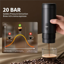 2-in-1 Tragbare Elektrische Espressomaschine, Reisekaffeemaschine, Autokaffeemaschine, für Kaffeepulver und Kapseln