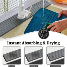 Faucet Mat for Kitchen Sink,Diatomite Fast Drying Stone Sink Tray,Faucet Guard for Bathroom Counter Large