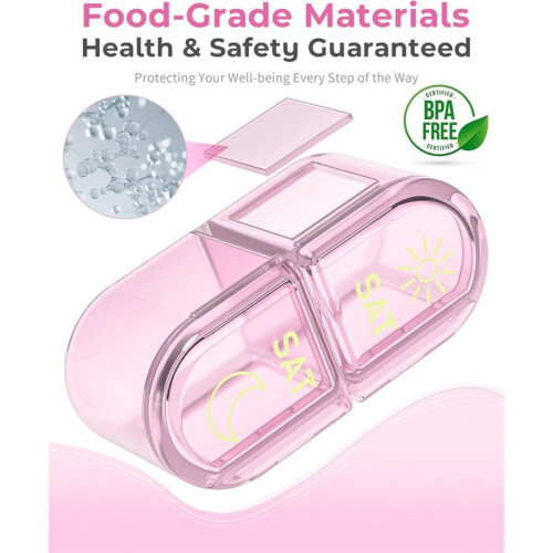 1 Pc AM PM Pill Organizer 7 Day - Weekly Pill Box for Medication, Vitamins, Supplements