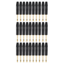 Vergoldung 30 Stücke Stecker Mono Professional 2 Polig 6,35 mm 6,5 mm Stereo Klinken Stecker Neutrik 6,35 mm Klinken Stecker Schwarz