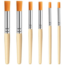 6Pcs Natural Bristle Stencil Brushes Set for Acrylic, Oil, Watercolor, DIY Crafts, 3 Sizes