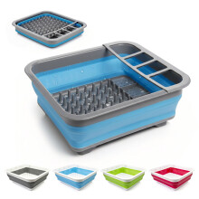 GEEZY Collapsible Folding Silicone Dish Drainer Camping Caravan Boat Drying Rack