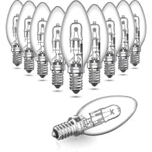 Becuri halogen cu formă de lumânare E14, 15W, reglabile, alb cald, 2700K, pachet de 10