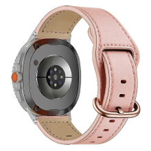 Compatibil cu Samsung Galaxy Watch8 44mm / 40mm Curea din piele naturală de vacă cu cataramă clasică reglabilă, roz