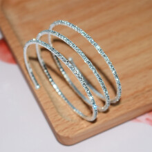 (Silver, 3 Rows) Sparkling Silver Gold Bangle for Wedding Dresses