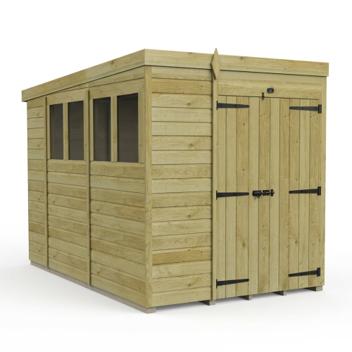 6 x 10 Pent Shed Tanalised (Double Door, With Windows) 1