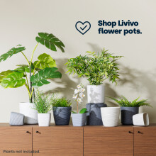 22cm Round Sandstone Plastic Plant Pot White