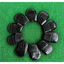 Schwarze Schlägerhaube für Golfschläger, Wedges, Nylon-Klettverschluss, Krokodilmuster, Passend für Marken-Golfschläger