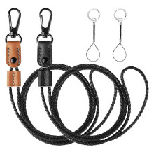 geflochtene Leder-Lanyards für Ausweishalter, Schlüssel, langes Halsband, Schlüsselanhänger für Herren